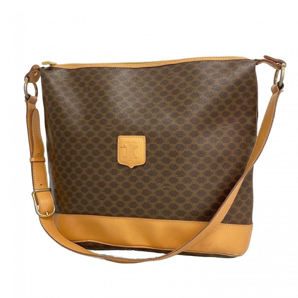 Celine Macadam Shoulder Bag, Brown, Women's